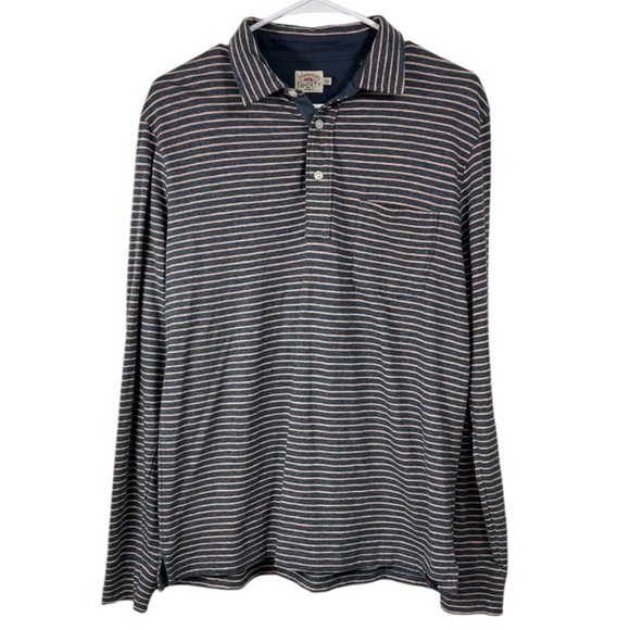 Faherty Size Small Striped Polo Shirt Long Sleeve Soft Cotton - Picture 1 of 6